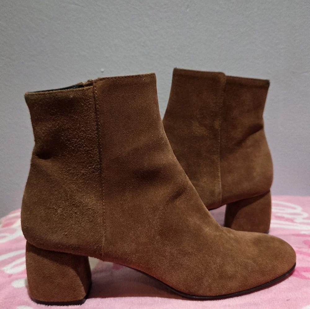 Women's AGL Leather Suede Cognac Ankle Boot, Size 38 - Picture 9 of 16